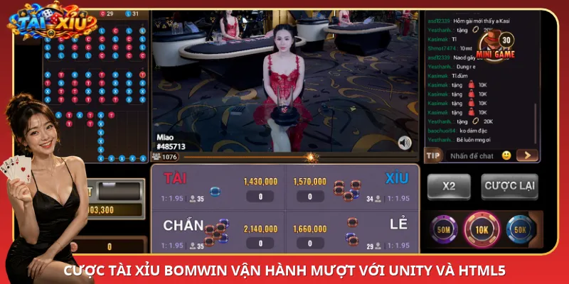 Cược Tài Xỉu BomWin vận hành mượt với Unity và HTML5