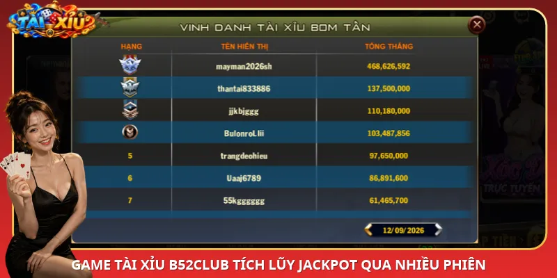 Game Tài Xỉu B52Club tích lũy Jackpot qua nhiều phiên