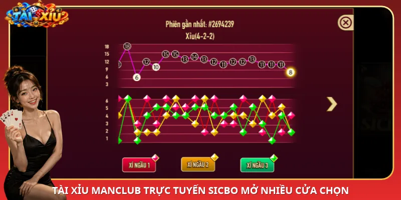Tài Xỉu ManClub trực tuyến Sicbo mở nhiều cửa chọn