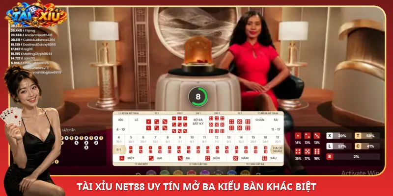 Tài Xỉu Net88 uy tín mở ba kiểu bàn khác biệt