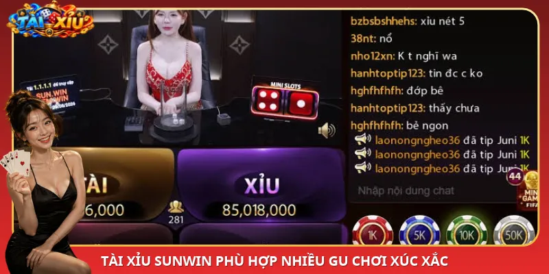 Tài Xỉu SunWin phù hợp nhiều gu chơi xúc xắc