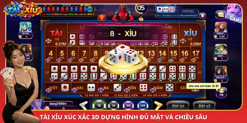 Tài Xỉu xúc xắc 3D dựng hình đủ mặt và chiều sâu