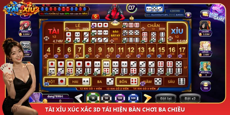 Tài Xỉu xúc xắc 3D tái hiện bàn chơi ba chiều