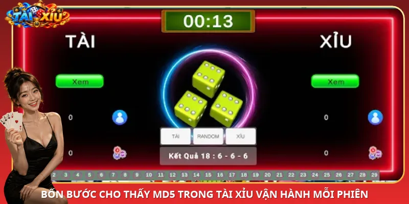 Bốn bước cho thấy MD5 trong Tài xỉu vận hành mỗi phiên