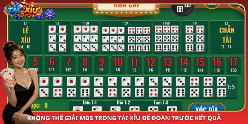 Không thể giải MD5 trong Tài xỉu để đoán trước kết quả
